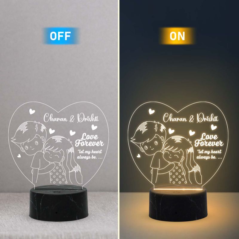 Love Forever Couple Night lamp with Warm White Color Customized with Name Gift for Loveable Person